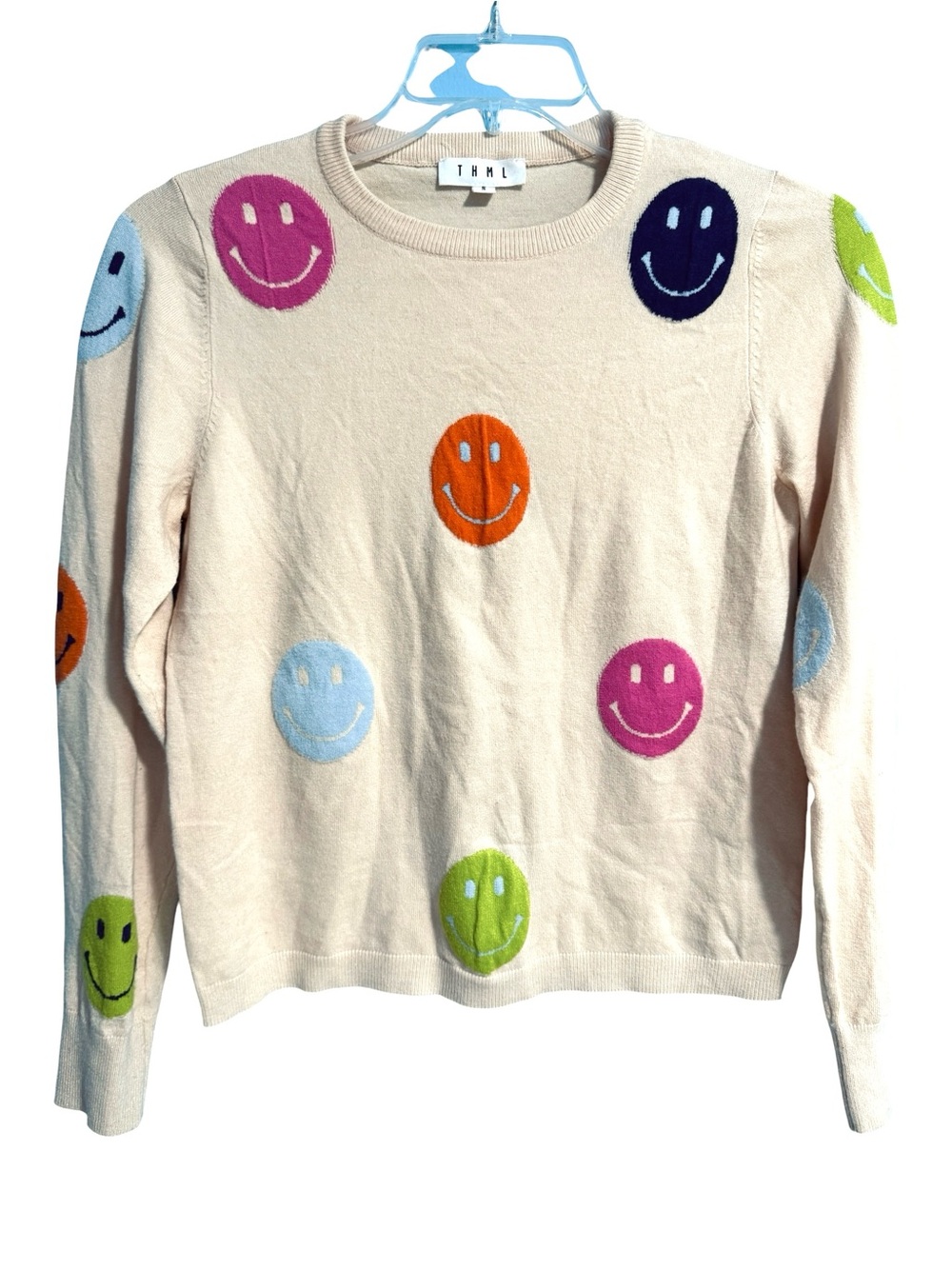 THML Smiley Face Viscose
Blend Ivory Long Sleeve Pullover Sweater Small - Picture 9 of 9